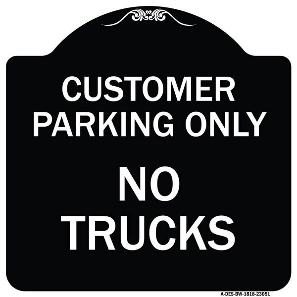 Reserved Parking Customer Parking No Trucks Heavy-Gauge Aluminum Sign, 18" x 18", BW-1818-23051